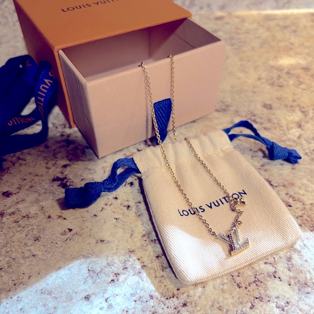 LOUIS VUITTON Metal Crystal LV Iconic Necklace